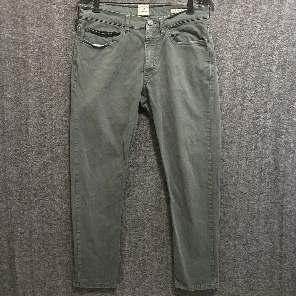 Flint And Tinder 365 Pants Mens 31x30 Green Slim Fit Stretch Chino Huckberry
